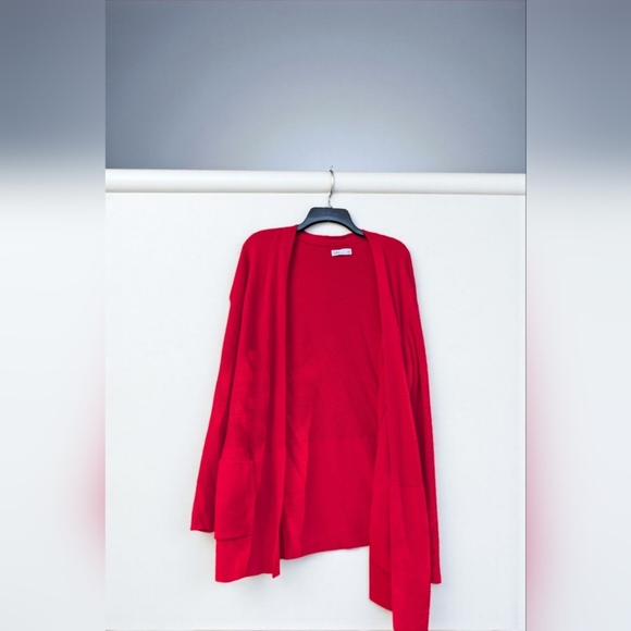 Croft & Barrow Classic Ribbed Open-Front CardiganColor: Red, Size: LARGE (EUC) - Picture 4 of 8